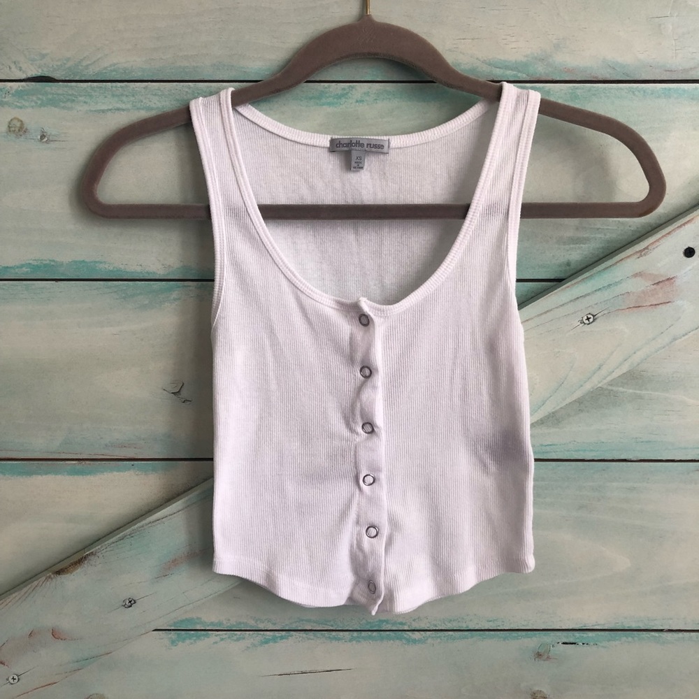 XS Snap Button Down Crop Top